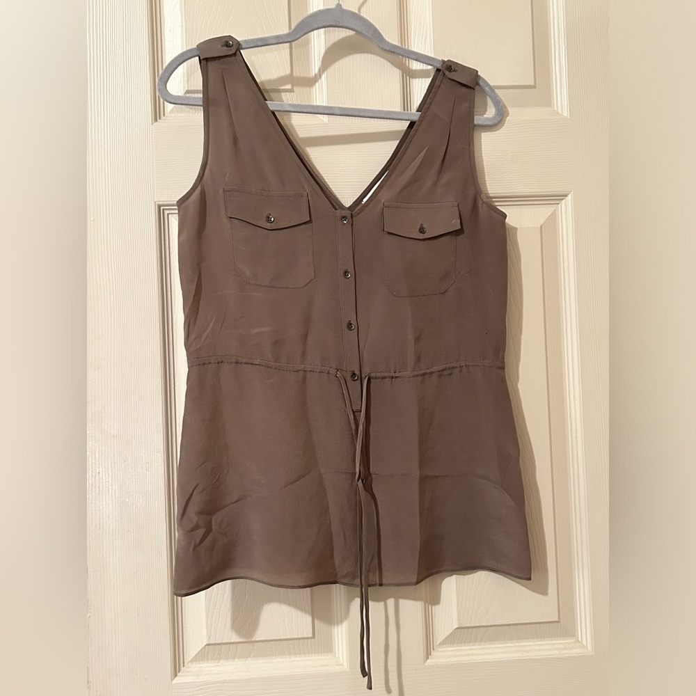 Banana Republic grey drawstring peplum sleeveless top